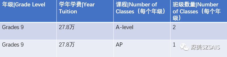 深圳深美外籍人員子女學(xué)校2024-2025學(xué)年課程學(xué)費
